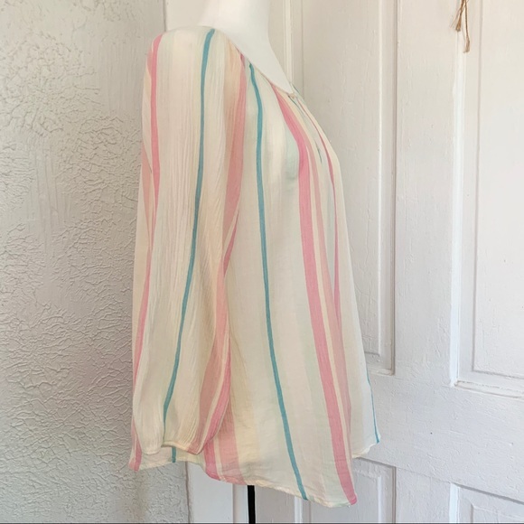 Chaps | Sheer Striped Blouse | M - Picture 6 of 10